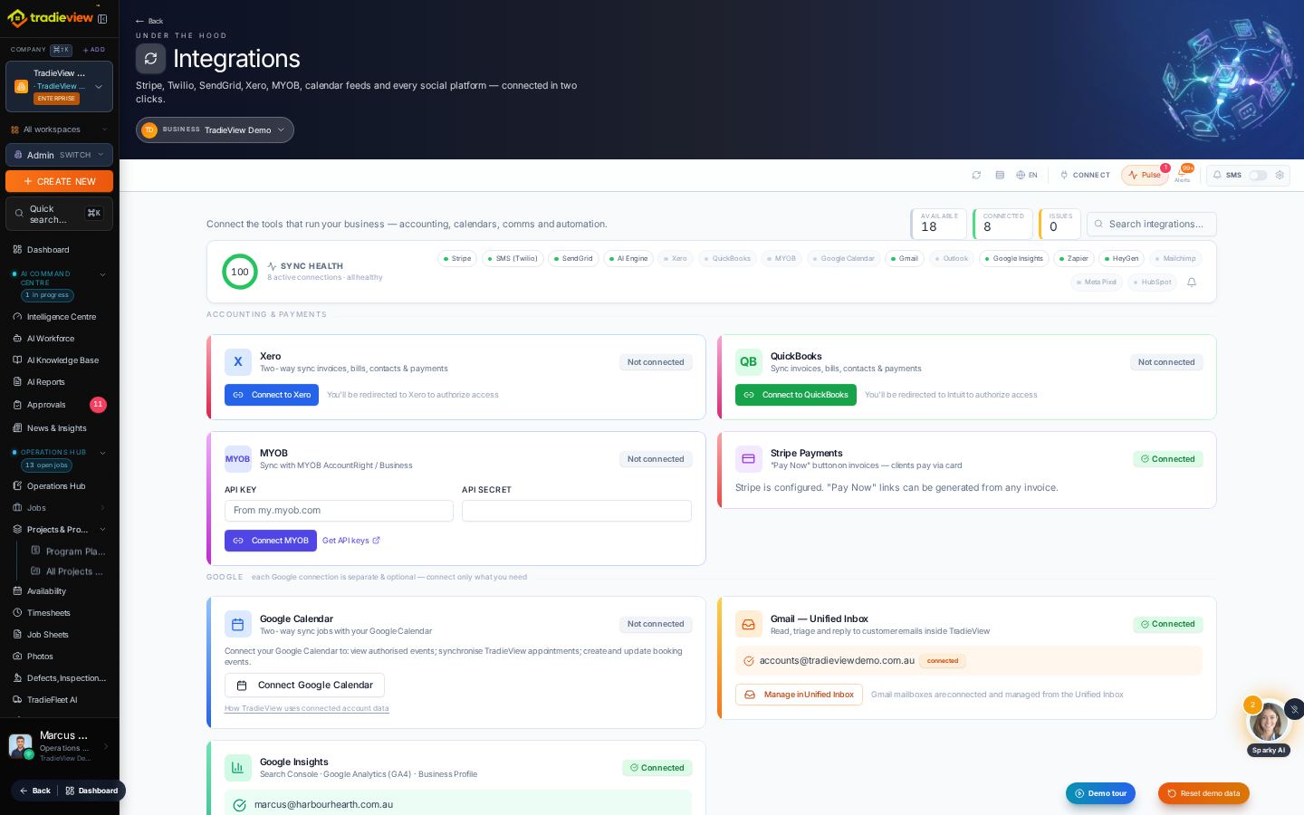 Integrations — inside TradieView