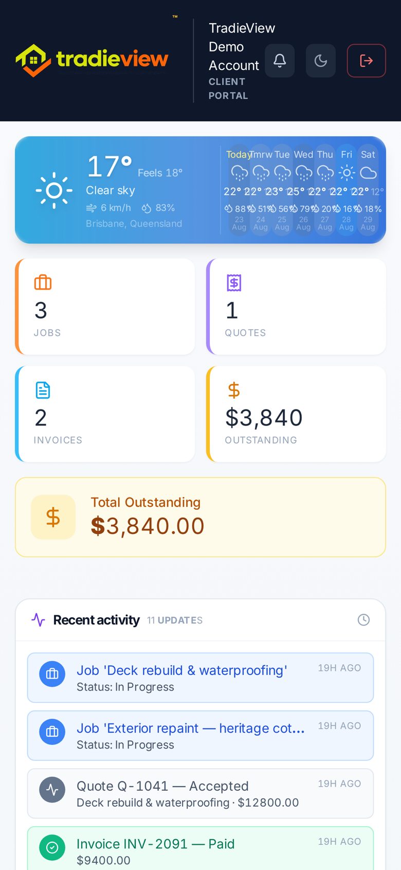 Client portal on mobile