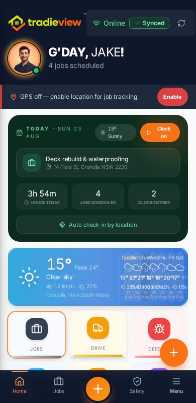 TradieView tradie mobile app